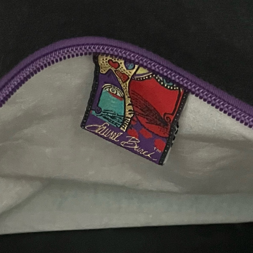 Vintage 1990s Laurel Burch Colorful Dog Canvas Tote Bag Art Purse - Picture 8 of 9